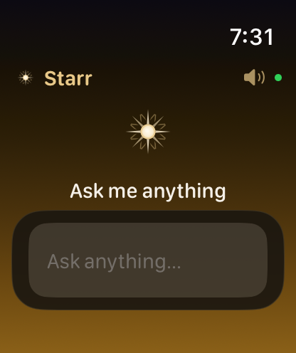 Starr AI on Apple Watch — Ask me anything