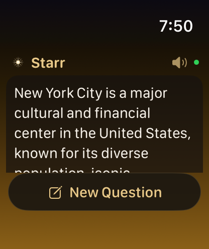 Starr AI response on Apple Watch