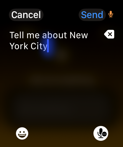 Typing a question on Apple Watch