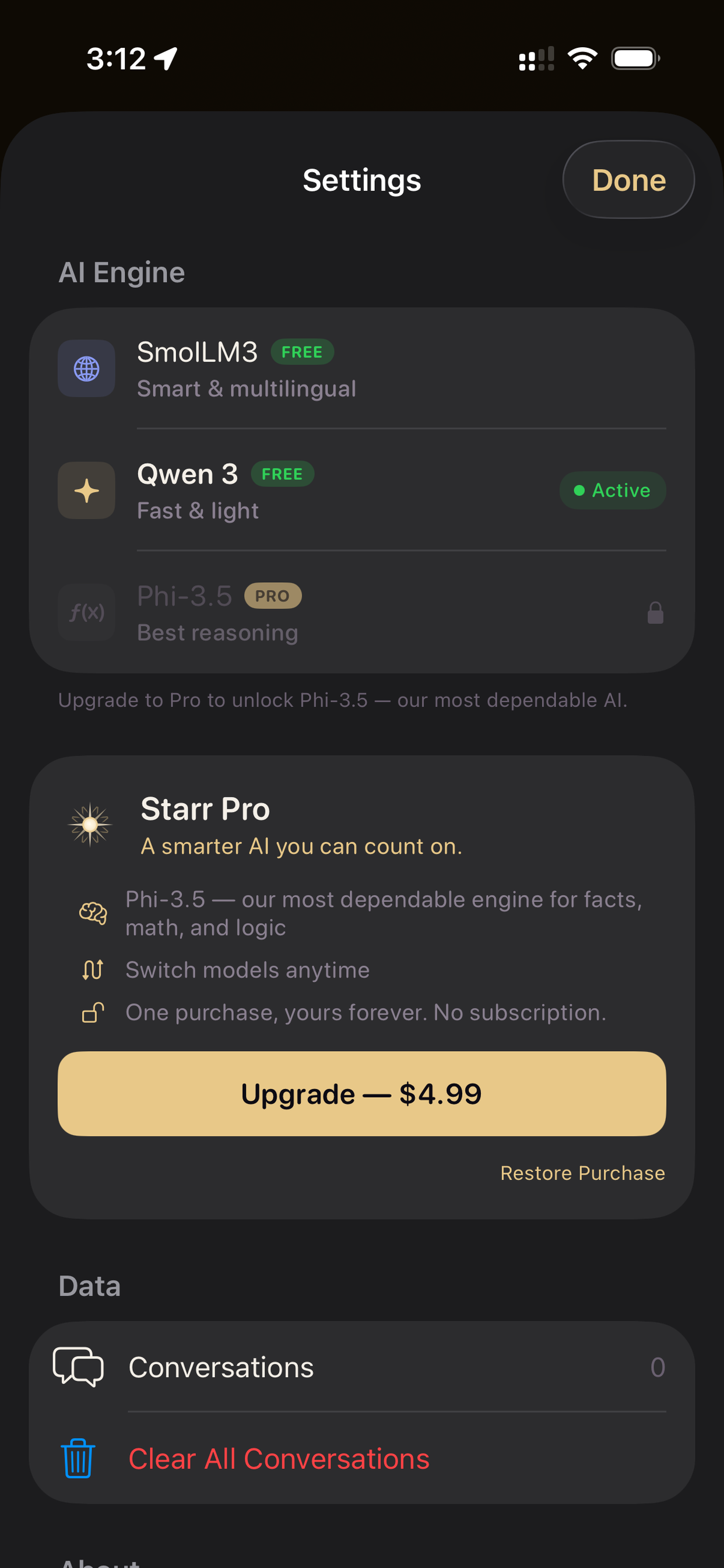 Starr Pro — upgrade to Phi-3.5 for $4.99 one-time