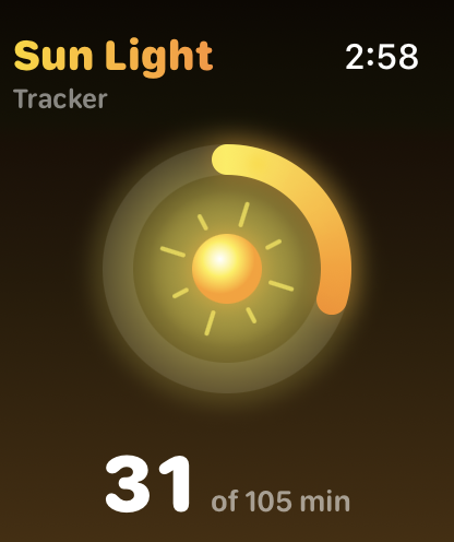 Sun Light on Apple Watch showing a sky-blue progress ring